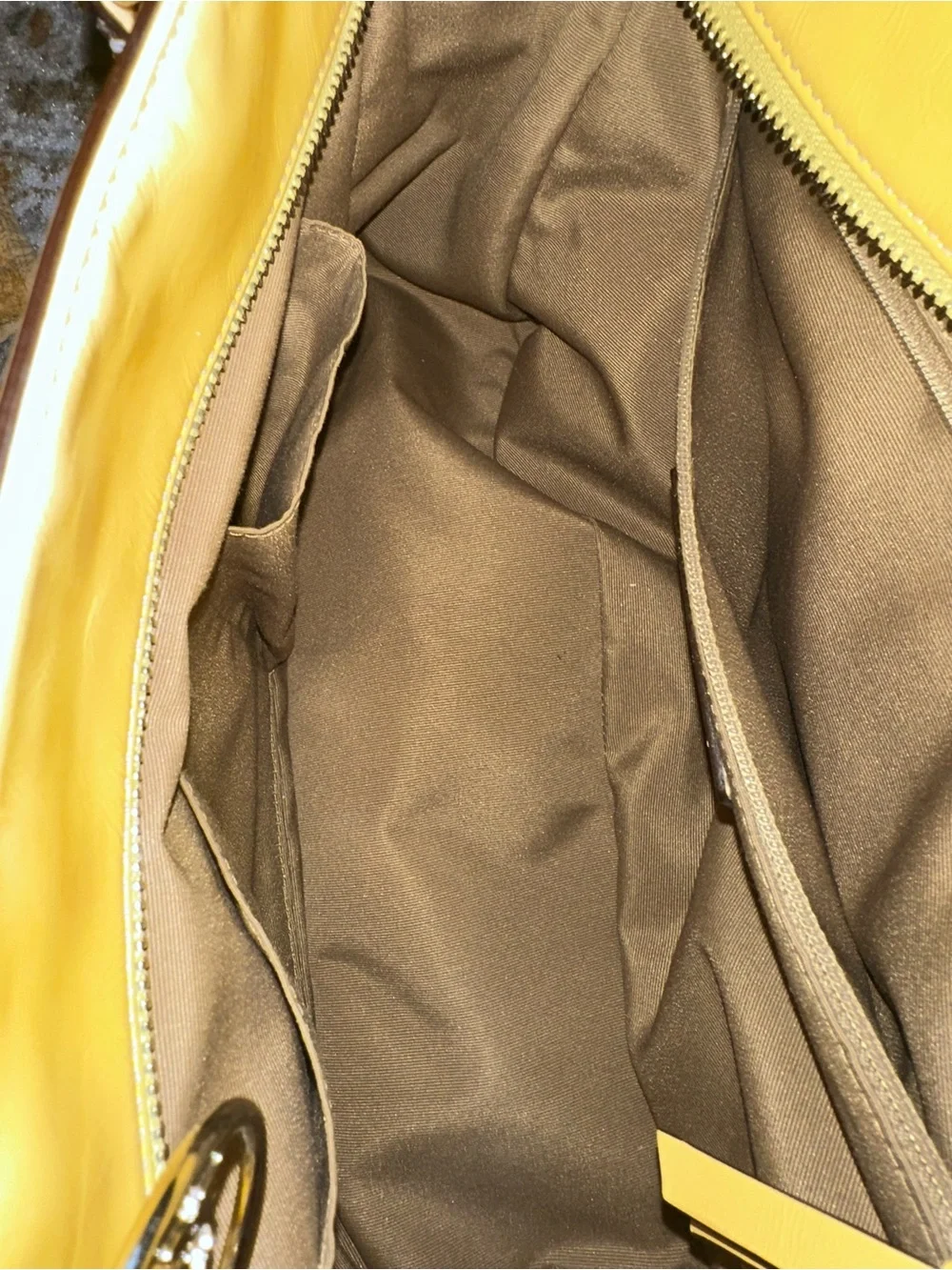 Coach Patent Leather Pleated Gallery Tote (Style F13761) Yellow NWOT